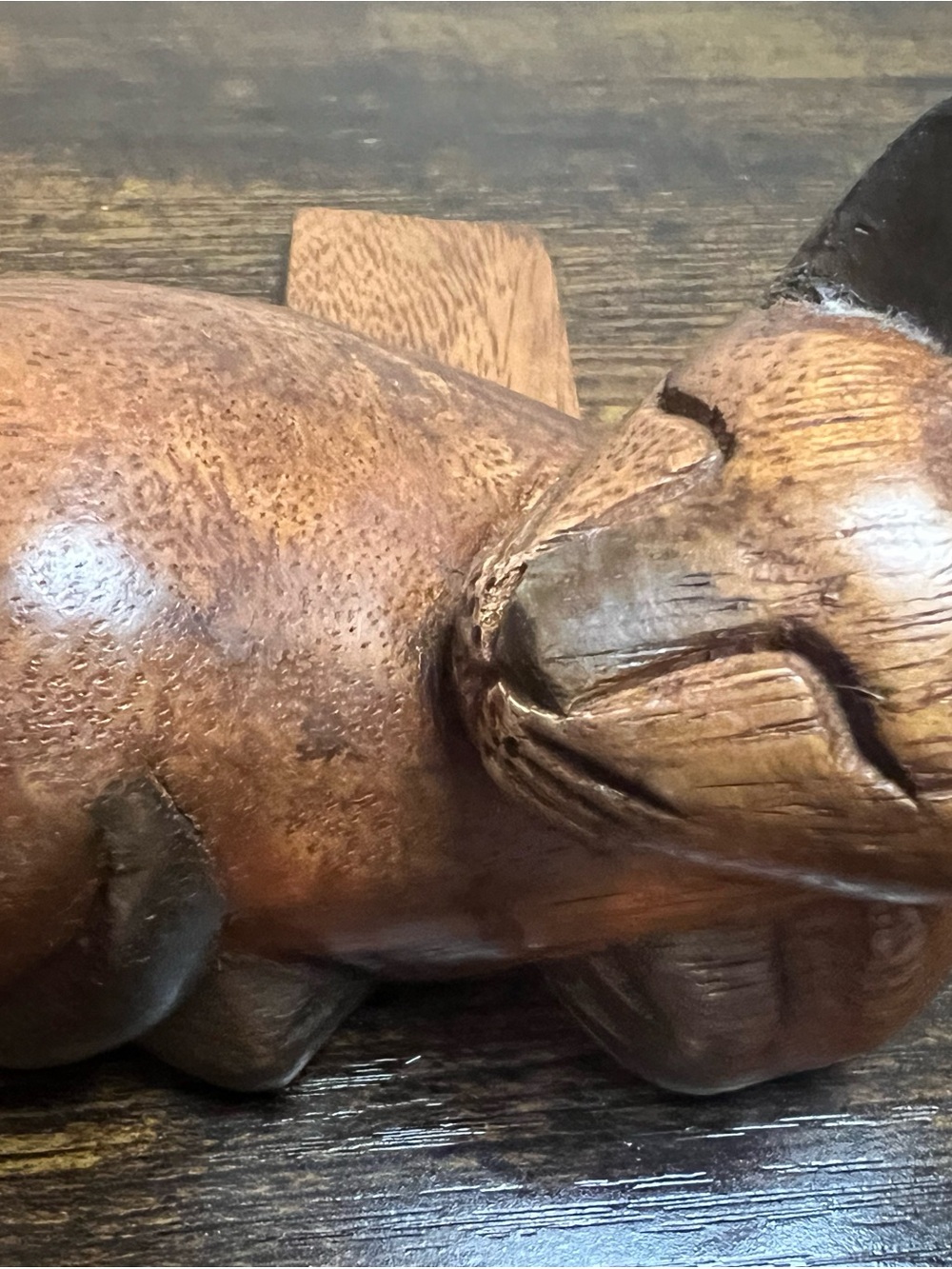 Wooden Cat Door Stop in Warm Brown - Picture 2 of 3